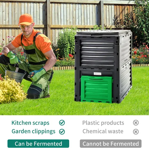Vista 4 de YITAHOME Contenedor de compostaje grande para exteriores, caja de compostaje de 80 galones (300 L) con tapa superior a presión y sistema
