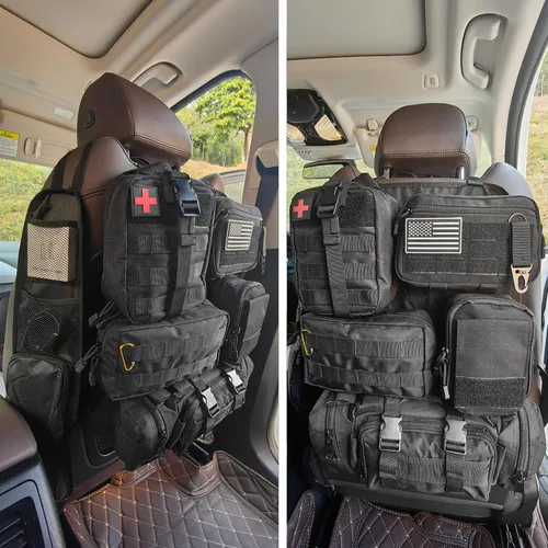 Vista 13 de Paquete de 7 organizadores tácticos para respaldo de asiento, organizador de camión con 6 bolsas desmontables, universal para automóvil, camión