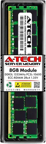 Vista 189 de A-Tech 4GB DDR3 1333MHz PC3-10600R ECC RDIMM 1Rx4 Rango único 1.5V Registrado DIMM 240-Pin Módulo de actualización de memoria RAM de servidor
