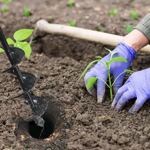 Vista 3 de TCBWFY Broca de taladro de 5 x 37 cm para plantas de jardín, barrena rápida y taladro para bulbos y plantines, para taladros hexagonales de 8/20 cm