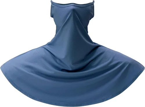 Vista 6 de Obacle Máscara facial con polaina para el cuello con cintas elásticas para las orejas para hombres y mujeres para protección solar Azul