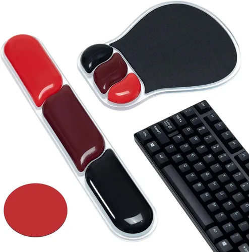 Vista 15 de Ospelelf Juego de alfombrilla de mouse con reposamuñecas de gel ergonómico para teclado, soporte de muñeca con parte inferior de goma
