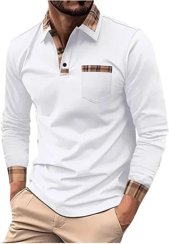 Vista 21 de Mens Long Sleeve Polo Shirts Casual Loose Button Down Shirt Big and Tall Gym Workout Tee Top Lightweight Pullover