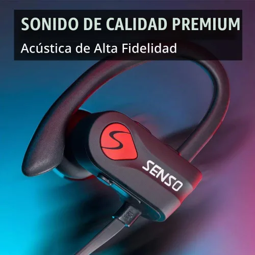 Vista 2 de Senso Auriculares Bluetooth, los mejores auriculares deportivos inalámbricos con micrófono IPX7, impermeables, HD, estéreo, a prueba de sudor