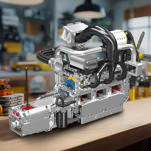 Vista 3 de Mould King 10214 Juego de construcción de modelo de motor de transmisión de 4 velocidades, proyecto de montaje mecánico de 2177 piezas con caja