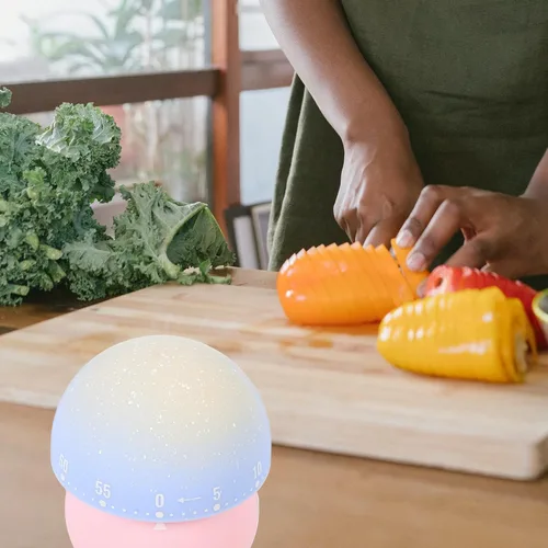Vista 6 de VANZACK Mechanical Mushroom Kitchen Timer Pink, 60-Minute Mechanical Cooking Timer for Egg Boiling, Classroom and Home Time Management