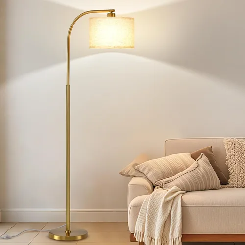 Vista 9 de Floor Lamp for Living Room,Modern Standing Lamps with 9W LED Bulb,65'' Silver Tall Floor Light with Fabric Shade,3 Color Temperatures Tall Lamp for