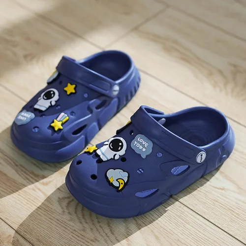 Vista 4 de Zapatos de jardín Verano Niños Patrón Unisex Zapatos de Niños Forro Zueco Niños Sandalias Azul 3637, Azul