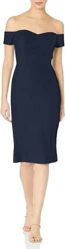 Vista 8 de Dress the Population Vestido para Mujer Bailey de Hombros Descubiertos Escote Corazón Ajustado Midi Tubo Negro