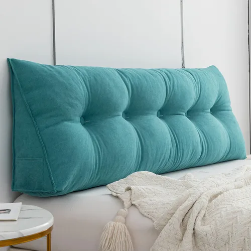 Vista 8 de Almohada triangular para cabecero, respaldo grande, cojín de soporte de cuña, almohada lumbar para cama de día, litera, dormitorio con funda Beige