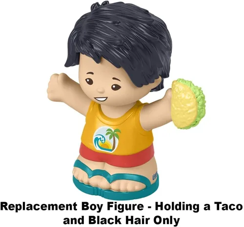 Vista 2 de Pieza de repuesto para Fisher-Price Little People Serve It Up Food Truck Playset - GTT73 ~ Figura de niño de repuesto que sostiene un taco ~ Pelo