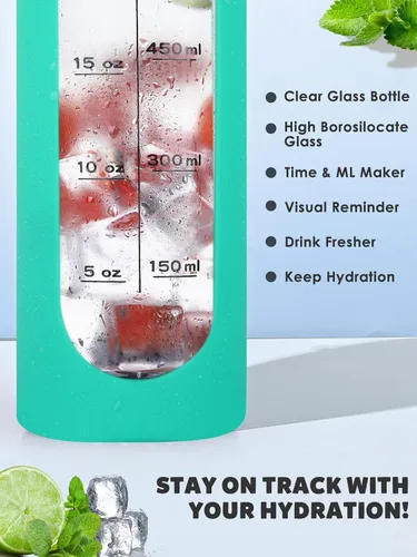 Vista 8 de Botellas de agua de vidrio de 32oz con funda de silicona, botellas de hidratación para beber, reutilizables, borosilicato, boca ancha, cantimplora