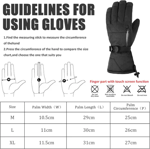 Vista 7 de Guantes de esquí para niños, guantes de nieve impermeables, guantes de snowboard para pantalla táctil, guantes de invierno con bolsillo para niños