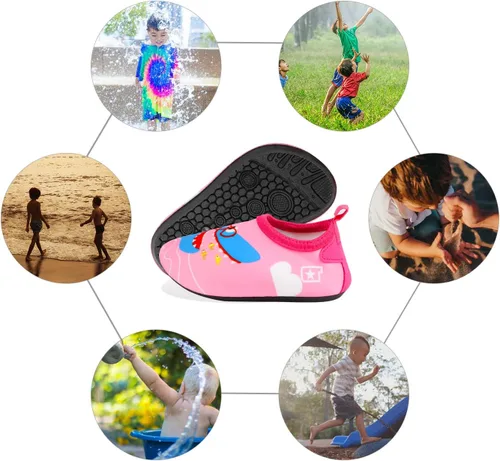 Vista 7 de TAGVO Zapatos de agua para niños y niñas, antideslizantes, zapatos de natación de piel descalza, calcetines acuáticos, para playa, natación