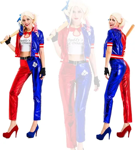 Vista 3 de Harley - Chaqueta de satén para mujer, disfraz de villano para mujer