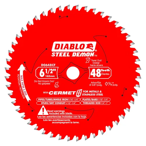 Vista 15 de Diablo Hoja de sierra Demon de acero para metal mediano – 5-1/2 pulgadas de diámetro, 30 dientes TCG, eje de 20 mm, corte de .059 pulgadas, ángulo