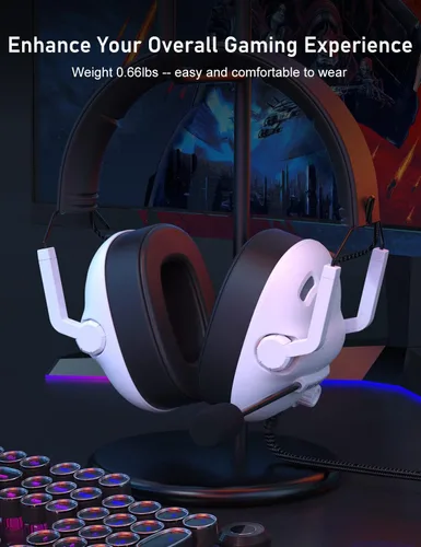 Vista 7 de SENZER SG500 Surround Sound Pro Auriculares para juegos con micrófono con cancelación de ruido, acolchado de espuma viscoelástica suave, auriculares