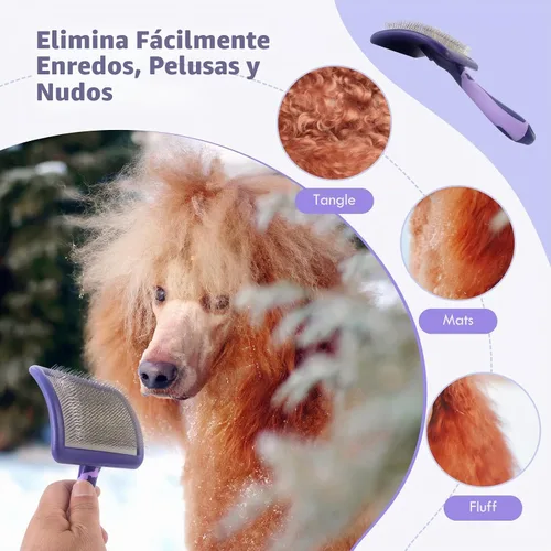 Vista 2 de UXIETIN Cepillo de perro para caniches, cepillo de aseo para desnatar