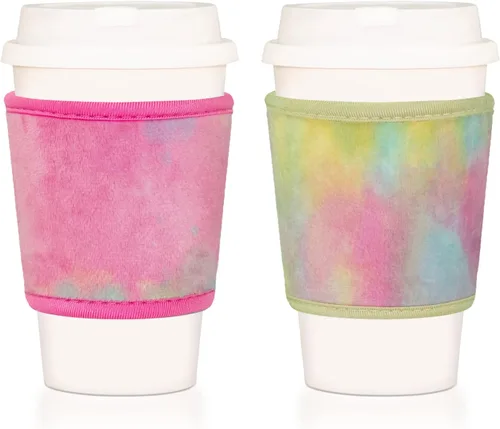 Vista 9 de Funda de terciopelo de felpa suave reutilizable para café caliente, resistente al calor, de neopreno mullido, acogedora para bebidas heladas