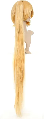 Vista 4 de Peluca rubia larga para disfraz de anime con cola de caballo, Rubio
