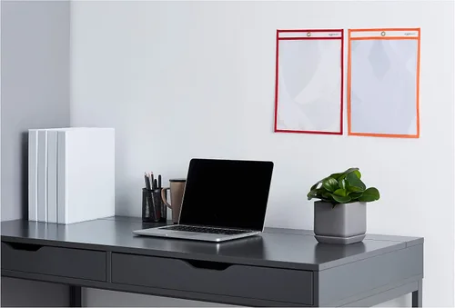 Vista 5 de Amazon Basics Portaentradas Resistentes de Borrado en Seco con Película de Plástico Transparente y Borde de Tela Multicolor, 8.5" X 11", Paquete