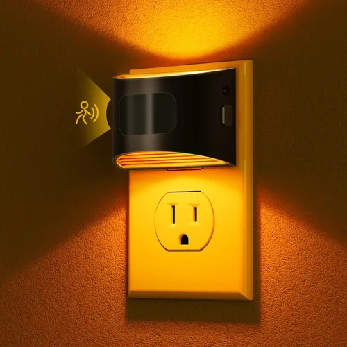 Vista 25 de DORESshop - Luz nocturna con sensor de movimiento, luces nocturnas enchufables a la pared, 3000K Negro