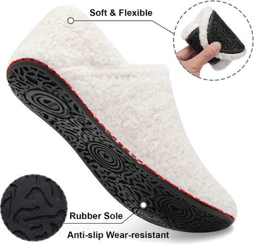 Vista 4 de Fires Pantuflas para hombre y mujer con suela de goma, suaves y ligeras, para la casa, antideslizantes, para interiores y exteriores