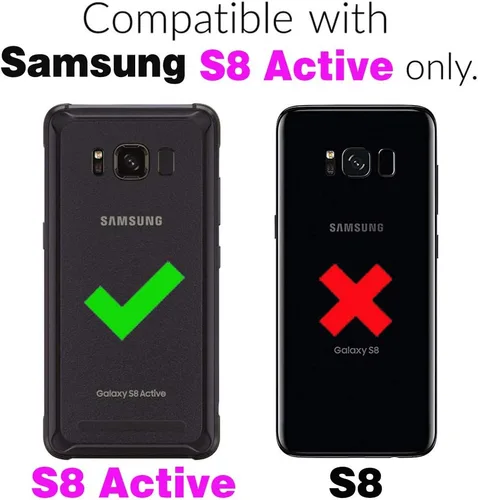 Vista 2 de Asuwish Compatible con Samsung Galaxy S8 Active Wallet Case y protector de pantalla de vidrio templado con tapa para tarjetero, soporte