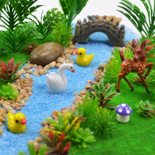 Vista 6 de 110pcs Modelo Plantas Miniatura Juguete Árboles Tren Paisaje Hada Jardín Árboles Diorama Árboles Modelo Paisaje Ferrocarril Parque Jardín Escena