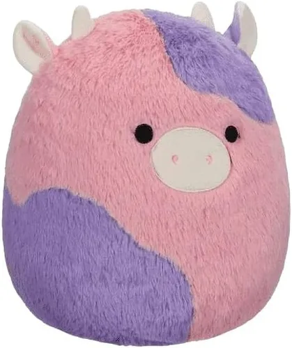 Vista 2 de Squishmallows Patty Cow oficial de Jazwares de 12 pulgadas, rosa y morado Fuzz-A-Mallows