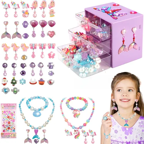 Vista 7 de Juguetes para edades de 5 a 7 años, joyería, juguetes para niñas de 8 a 10 años, aretes de clip, juguete para niñas pequeñas de 6 a 8 años, disfraz
