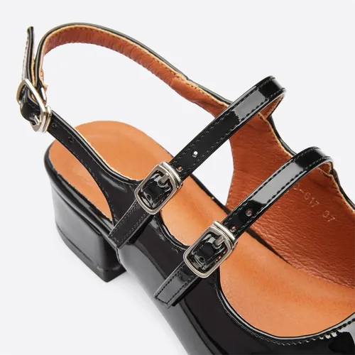 Vista 6 de NEWBELLA Zapatos Mary Jane para mujer, tacones gruesos de bloque bajo para oficina, fiestas, playa, compras, boda