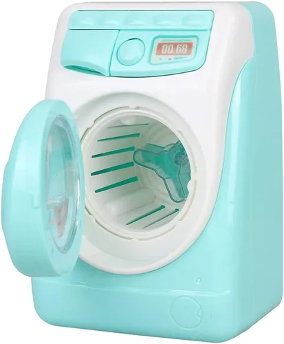 Vista 7 de Mini simulación casa de muñecas muebles cocina juguetes niños juegos casa juguete lavadora Azul