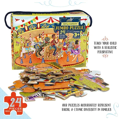 Vista 6 de Upbounders - Joyful Carousel - Rompecabezas para principiantes de 24 piezas para niños pequeños de 3 a 5 años, rompecabezas preescolar con niños