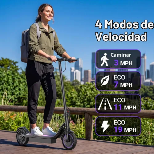 Vista 4 de Scooter eléctrico, scooter E de largo alcance de 21-35 mi para adultos Blakc-Púrpura