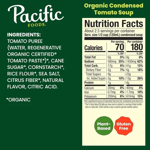 Vista 2 de Sopa de tomate orgánica condensada Pacific Foods, lata de 10.75 oz (paquete de 12)