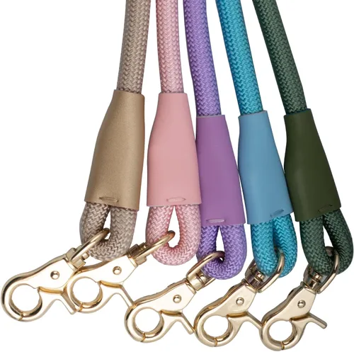 Vista 7 de Correa de cuerda de nailon para perro de 5 pies con soporte para bolsa de excrementos, correa de perro resistente a presión, cómoda correa de cuerda