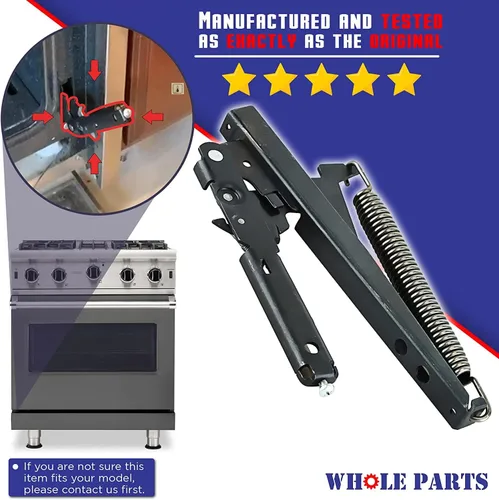 Vista 3 de Bisagra para puerta de horno Whole Parts mejorada (negro) Parte # PC020007 [versión mejorada más fuerte], repuesto y compatible con algunos hornos