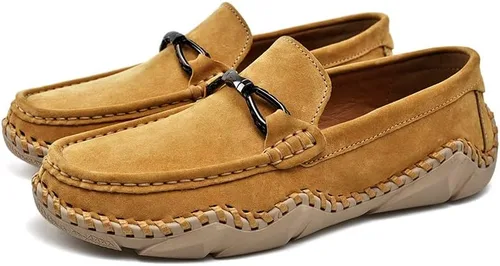 Vista 5 de LUODENGLANG Mens Casual Leather Fashion Slip On Loafers Shoes Moccasins Driving Shoes Hand-Made Dress Shoes Soft