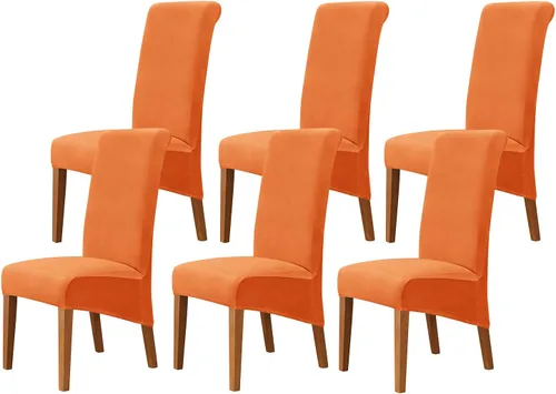 Vista 62 de Juego de 2 fundas de terciopelo para sillas de comedor, color beige, fundas elásticas para sillas de comedor y cocina, reutilizables, protector