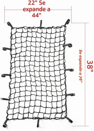 Vista 2 de CZC AUTO Red de carga elástica de látex negro de 22 x 38 pulgadas, elástica