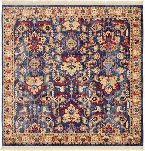 Vista 11 de Unique Loom District Collection - Alfombra geométrica de granja, rústica, con bordes, (4 pies x 6 pies, rectangular, azul/beige)