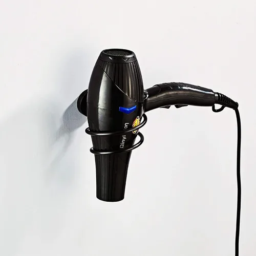 Vista 5 de Soporte para secador de pelo acero inoxidable cromado (negro)
