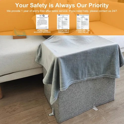 Vista 8 de Calentador de piernas plegable con manta suave, calentador de rodilla para patas debajo del escritorio, 235 W, calentador de espacio personal