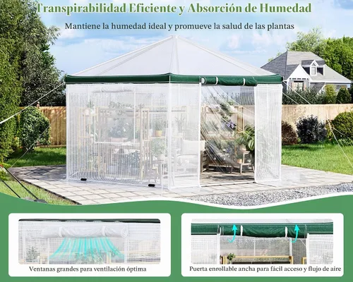 Vista 5 de AMERLIFE - Invernadero hexagonal de 13.5 x 13.5 x 9 pies