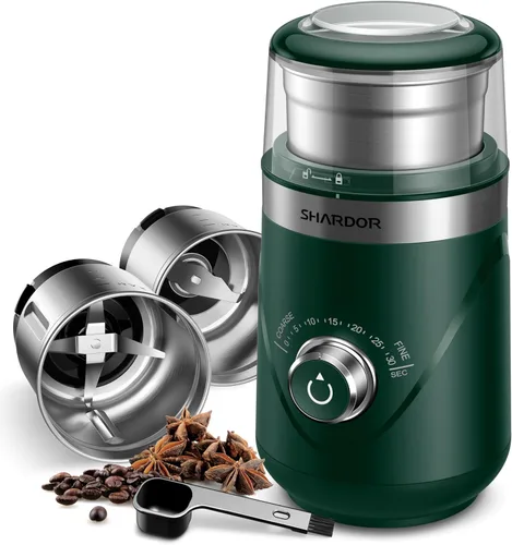 Vista 7 de SHARDOR Molinillo de café eléctrico de hoja súper silenciosa, perilla giratoria de control de molienda temporizada, ajustable grueso a fino