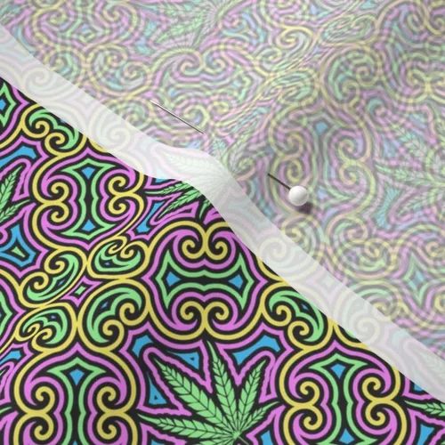 Vista 5 de Spoonflower Tela: color de hoja dulce, tamaño pequeño, 420 cannabis, marihuana, cáñamo, colores brillantes impresos en tela de gasa, cuarto grueso