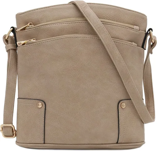 Vista 33 de Bolso cruzado grande con triple bolsillo con cremallera.