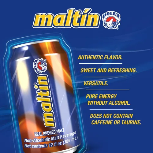 Vista 5 de Maltin Polar - Bebida de malta sin alcohol - Bebida natural de azúcar de caña (paquete de 6)