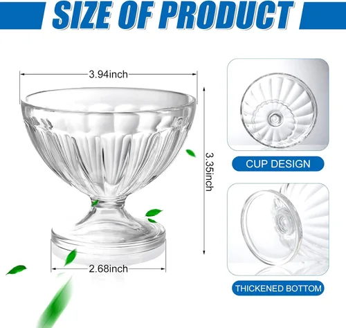 Vista 2 de 24 cuencos de plástico de 8 onzas para postre para helado de helado a granel, tazas de batido de pies transparentes a granel, tazón pequeño